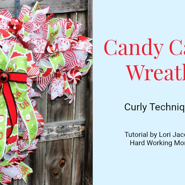 Deco Mesh Candy Cane Wreath