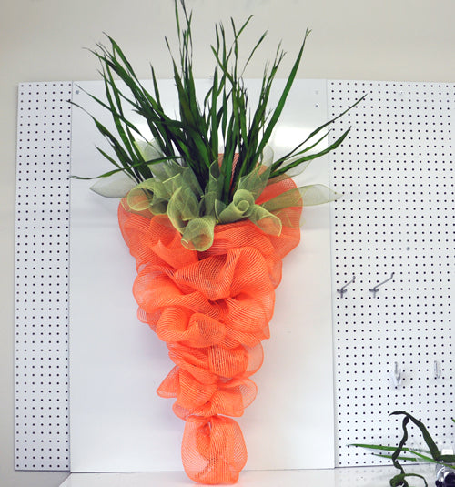 Deco Poly Mesh Carrot Wreath on a Pencil Work Garland