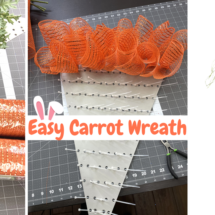 Easy Deco Mesh Carrot Wreath Tutorial