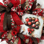 Valentine mesh wreath with exclusive Trendy Tree chocolate covered Strawberry Bouquet Sign