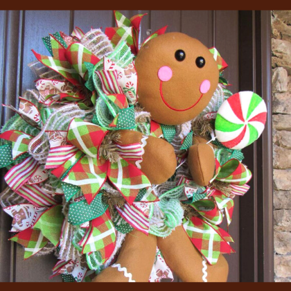 Gingerbread Boy Ruffle Wreath Tutorial