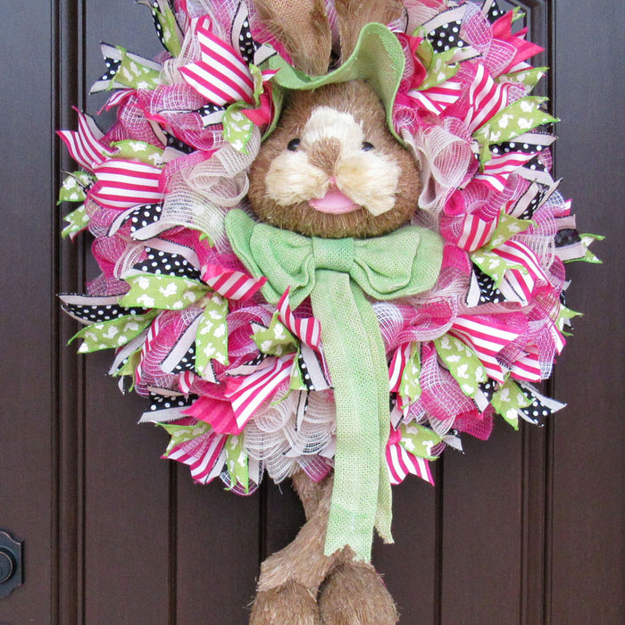 Green Bunny Head & Legs Wreath Tutorial Facebook Live