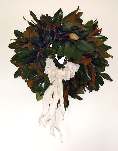 Make a Fresh Magnolia Wreath using a Pencil Work Wreath Form