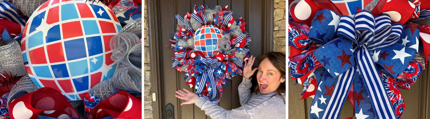 patriotic disco ball sign wreath tutorial