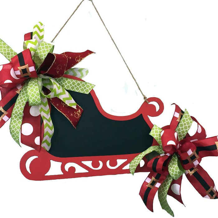 Decorate a RAZ Chalkboard Sleigh with Bow made from Scrap Ribbon
