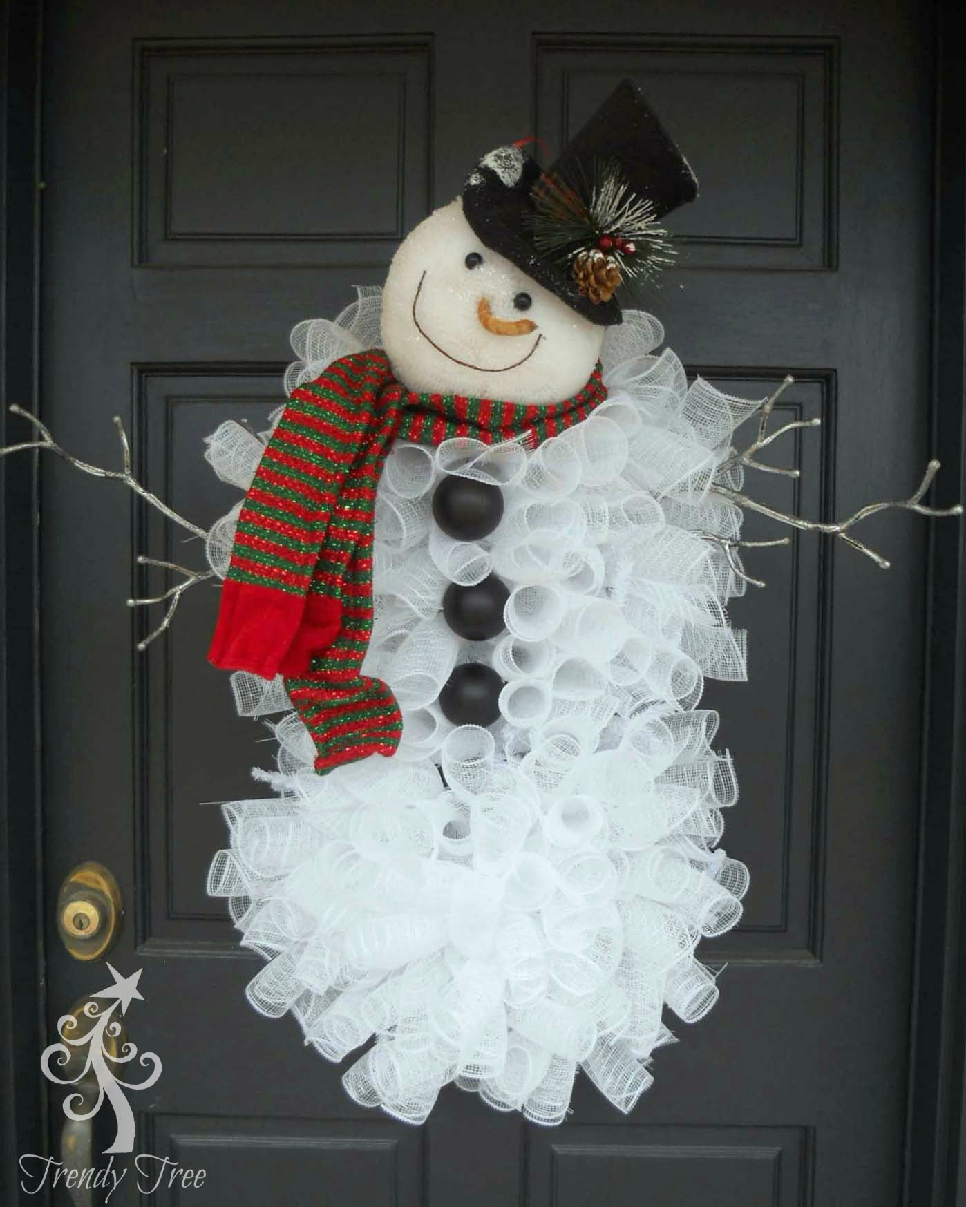 2015 DIY Deco Poly Mesh Snowman Wreath