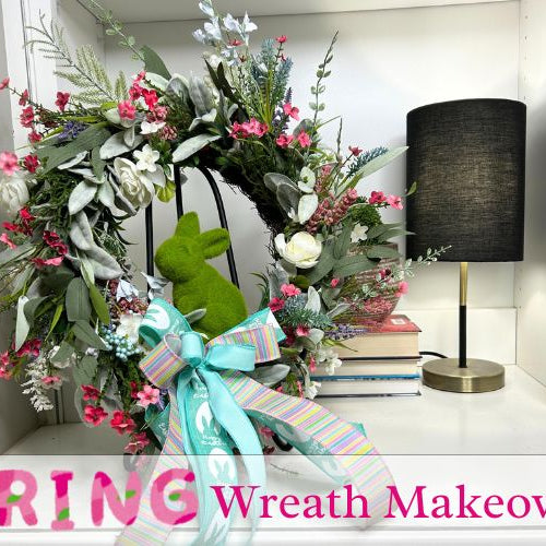 makeover with a spring wreath by adding florals and a bow