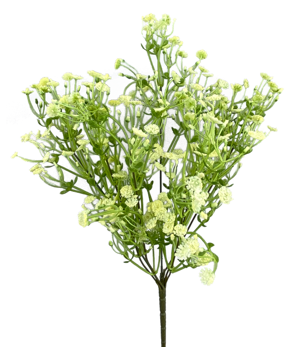 A bunch of 19 cream flowers with lush green leaves cluster into a natural bouquet against a black backdrop, featuring subtle accents from the Plastic Filler Bush 7 Stems (13568CM).