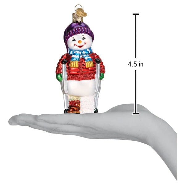 Snowman with Crutches Old World Christmas Ornament 24225