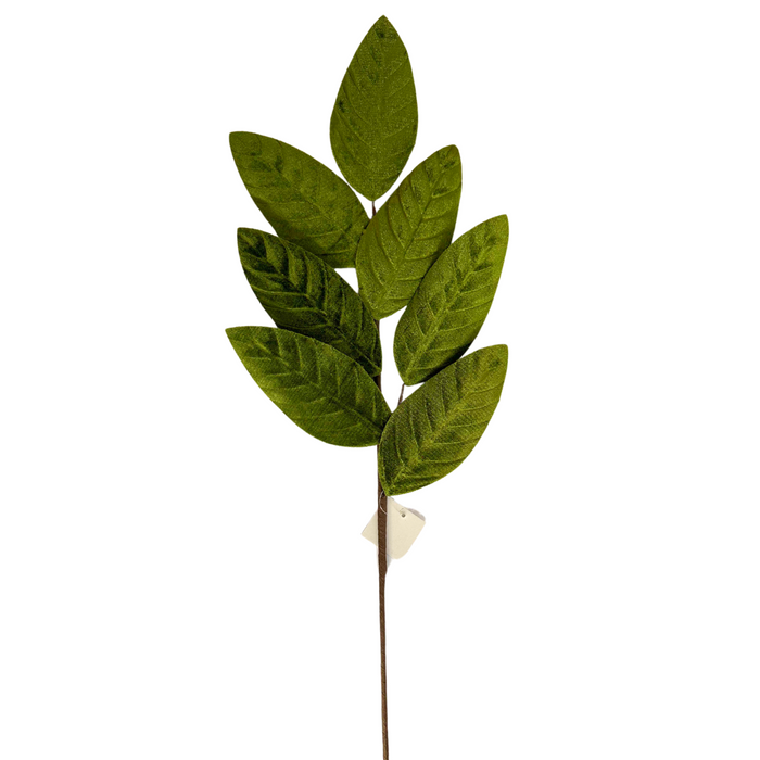 24" Green Velvet Magnolia Leaves Spray 30003