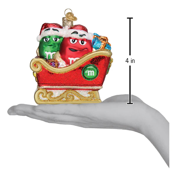 M  & M's in Sleigh Old World Christmas Ornament 32606