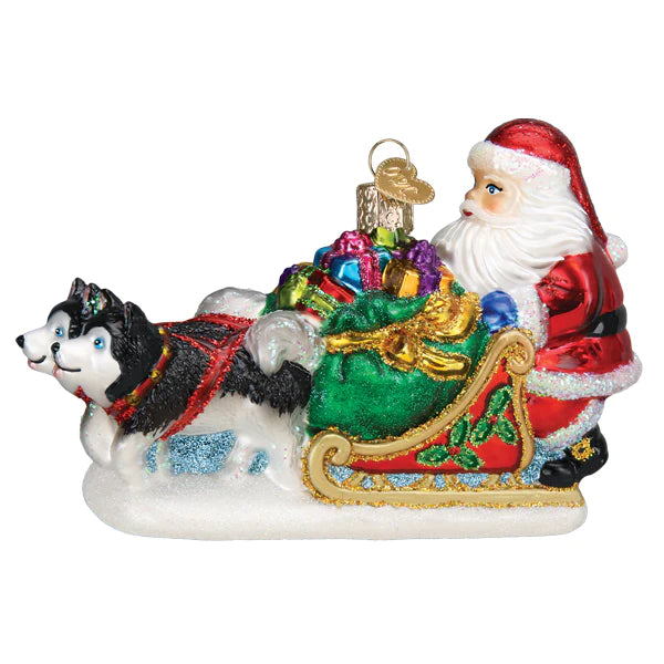 Santa's Dog Sled Ornament  Old World Christmas Ornament 40338