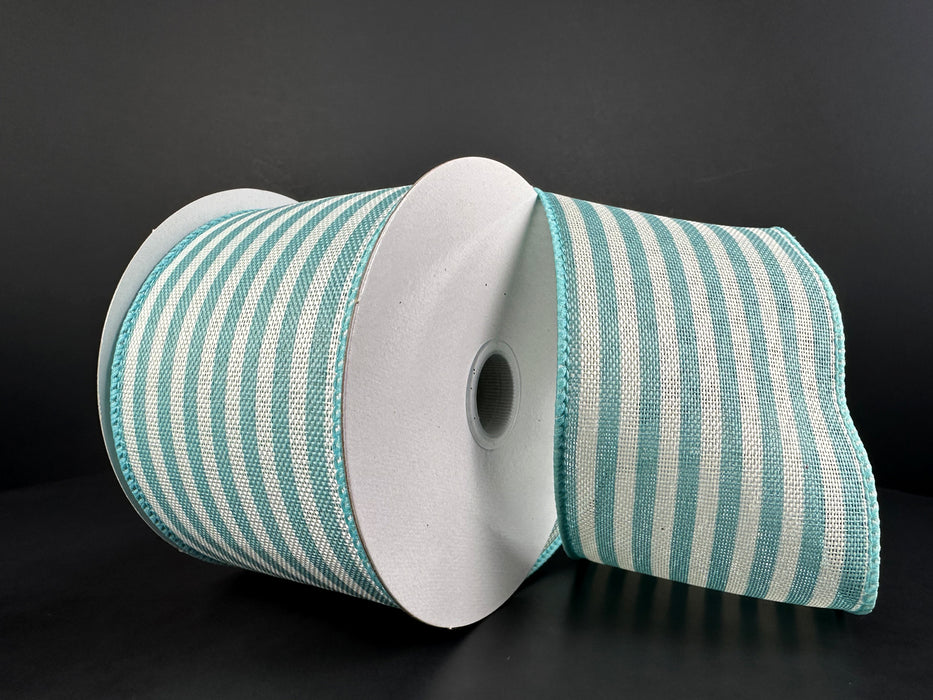 2.5"X10Y Ivory Linen/Vertical Teal Striped 61309-40-05