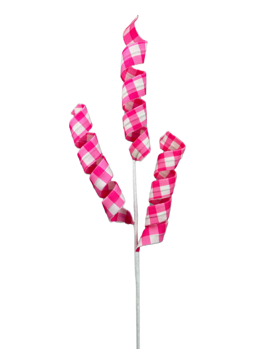 24" Hot Pink Gingham Curly Spray with 3 Stems 63423BT