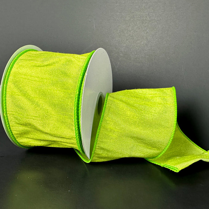 2.5"X10Y Lime Faux Dupioni Ribbon 72434-40-09