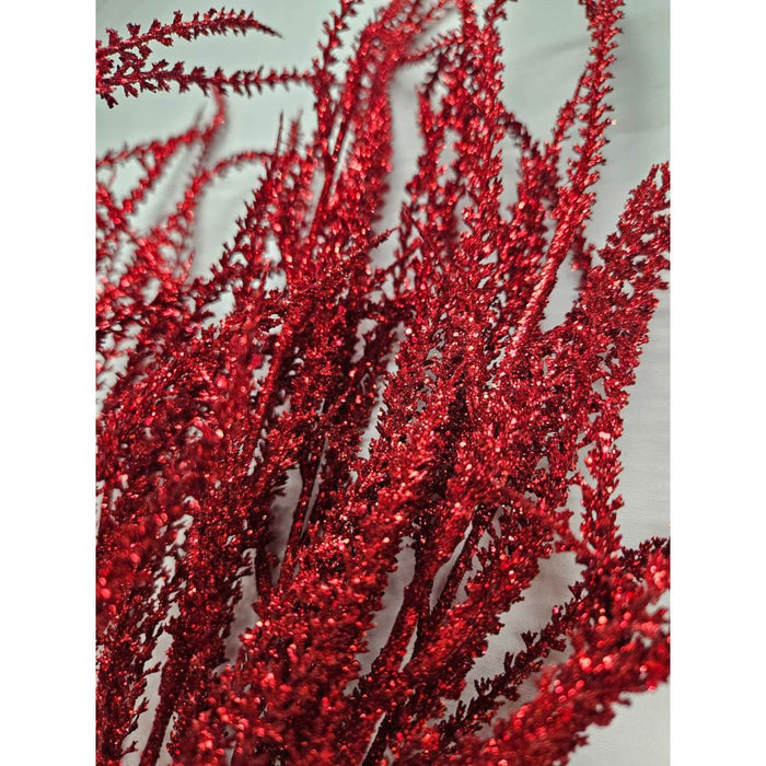 Close-up of the 22 Red Willow with Glittered 82841-RD, showcasing several red willow branches with a glittered, textured finish against a plain white background.