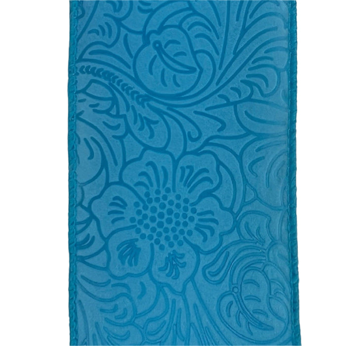 2.5"X10Y Lt Blue Flower Embossed Ribbon 984240-04