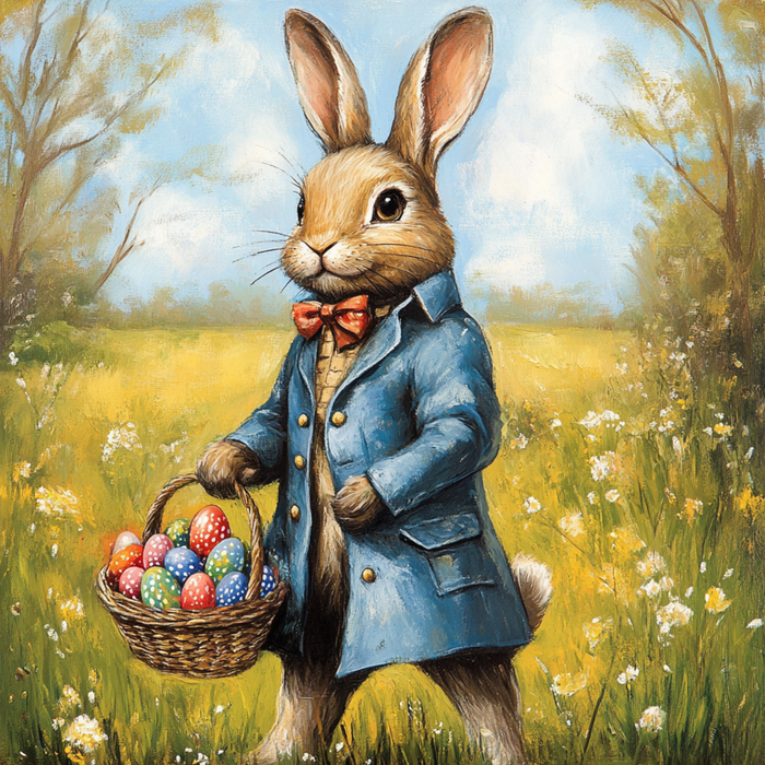 10" x 10" Easter Bunny & Basket of Eggs Sign TTE-161