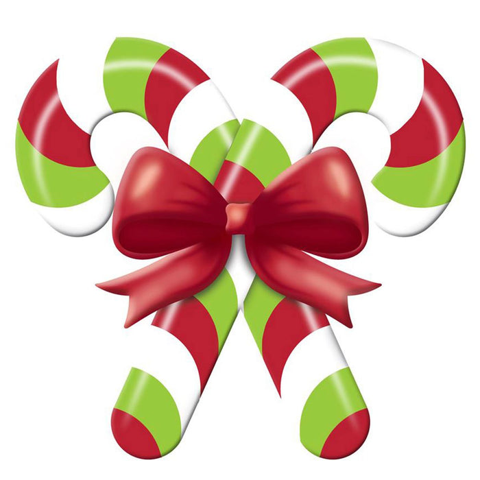 13"Lx12"H Metal/Embossed Candy Cane Sign White/Red/Lime MD136531
