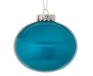 4" "Glass Look" Plastic Ball Ornament Peacock Blue MTX65642