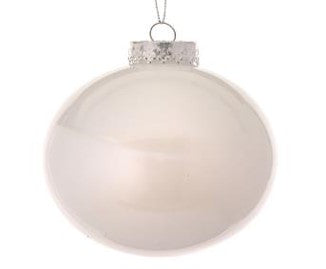 4" "Glass Look" Plastic Ball Ornament White MTX65642