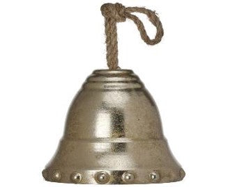 8.5" Metal Hanging Bell with Rope Gold MTX70377