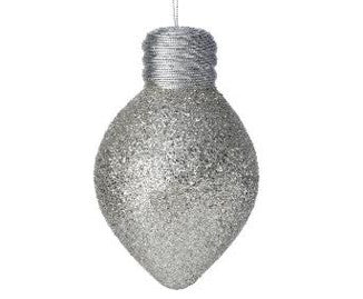 7" Glitter Lightbulb Ornament Platinum MTX70543