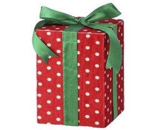 8" Polka Dot Gift Box Ornament  Red White and Green MTX70817