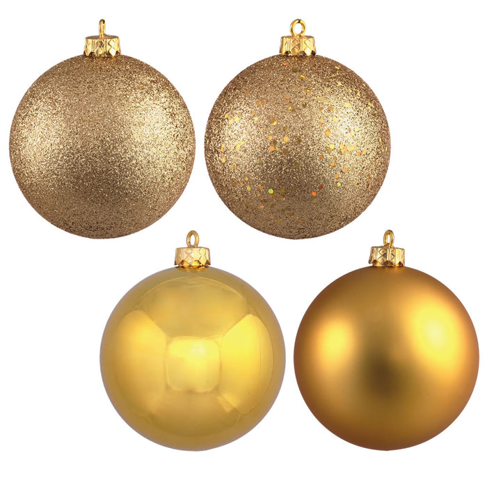 4.75" Gold, Four Finish Ball Ornament Set VCN591208A