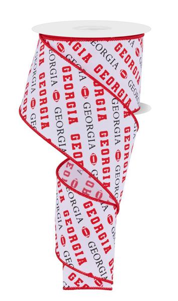 2.5"X10Yd Georgia Diagonal Pattern White/Red/Black RGF1116