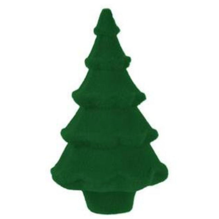 Illustration of a simple, stylized green Christmas tree with tiered branches and no decorations. Its resemblance to the 12"Hx7"Dia Flocked Full Tree 6 Assorted Bright Colors XT859099 adds an elegant touch to the festive season.