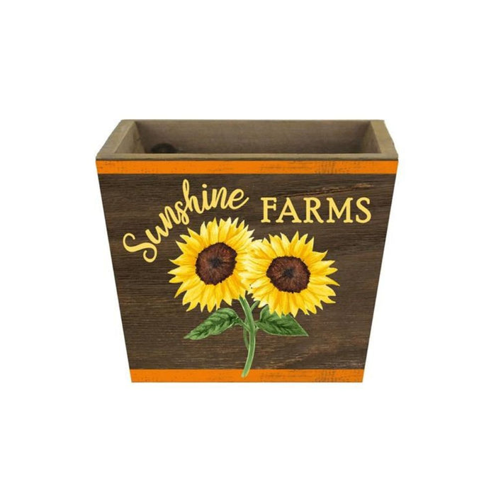 2 Asst 5.75"Sqx4.25"H Sunflower Planter Yellow/Moss/Brown/Orange KM1138