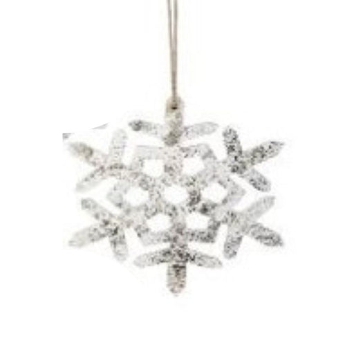 The 9" MDF Snowflake Ornament (MTX70852) comes in assorted styles, featuring a delicate pattern and a string for hanging. It's an ideal choice for holiday decoration, adding festive charm to any setting.