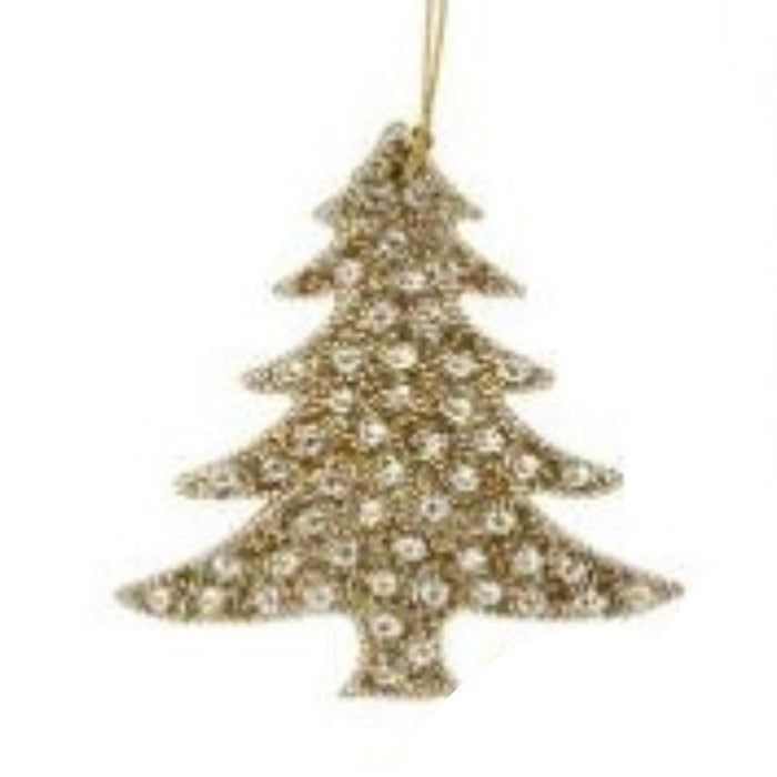 6-7" Glitter with Sequin Tree or Snowflake Ornament Plaid and Gold MTX70934