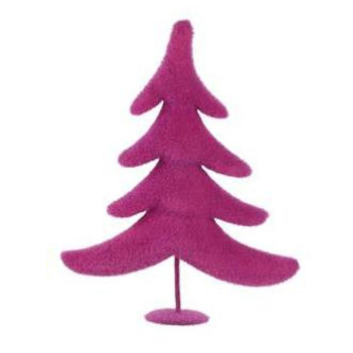 The XT858699 11"Hx8.5"L flocked whimsical tree, available in six assorted bright colors, features simple, symmetrical branches with a delightful flocked appearance. Standing upright on a small circular base, this charming piece adds a festive touch to any holiday setting.