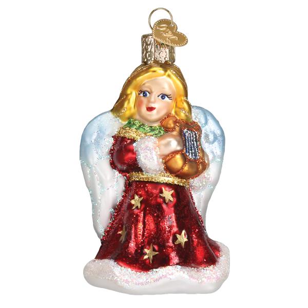 Red Angel With Lyre Ornament Old World Christmas 10239