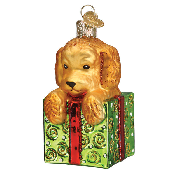 Doodle Puppy Surprise Ornament Old World Christmas 12650