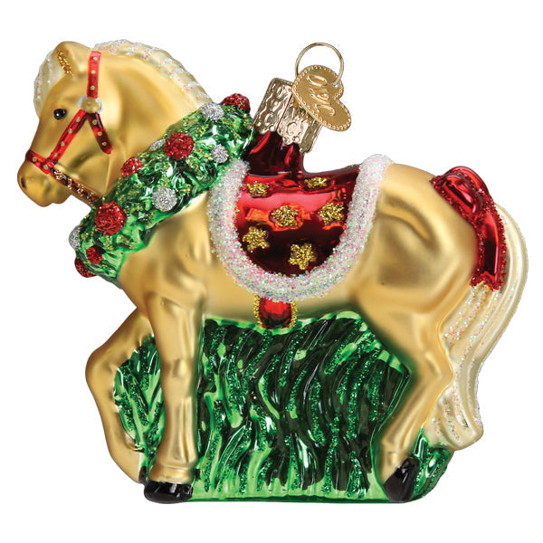 Horse With Wreath Ornament Old World Christmas 12653
