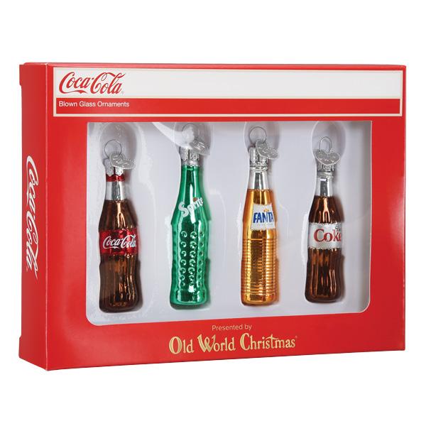 Coca-Cola Mini Beverage Set Old World Christmas Ornaments 14030