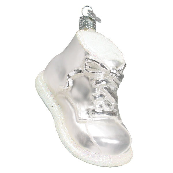White Baby Shoe Ornament  Old World Christmas  32490