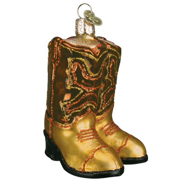 Brown Pair Of Cowboy Boots Ornament  Old World Christmas  32494