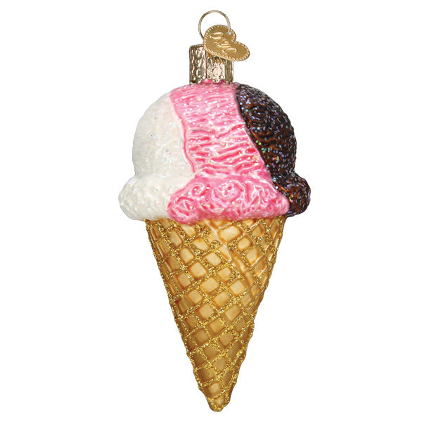 Neapolitan Ice Cream Cone Ornament Old World Christmas 32509