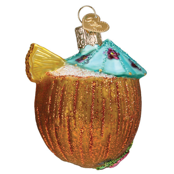 Tropical Coconut Drink Ornament  Old World Christmas  32551
