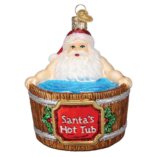 Santa's Hot Tub Ornament Old World Christmas 40330