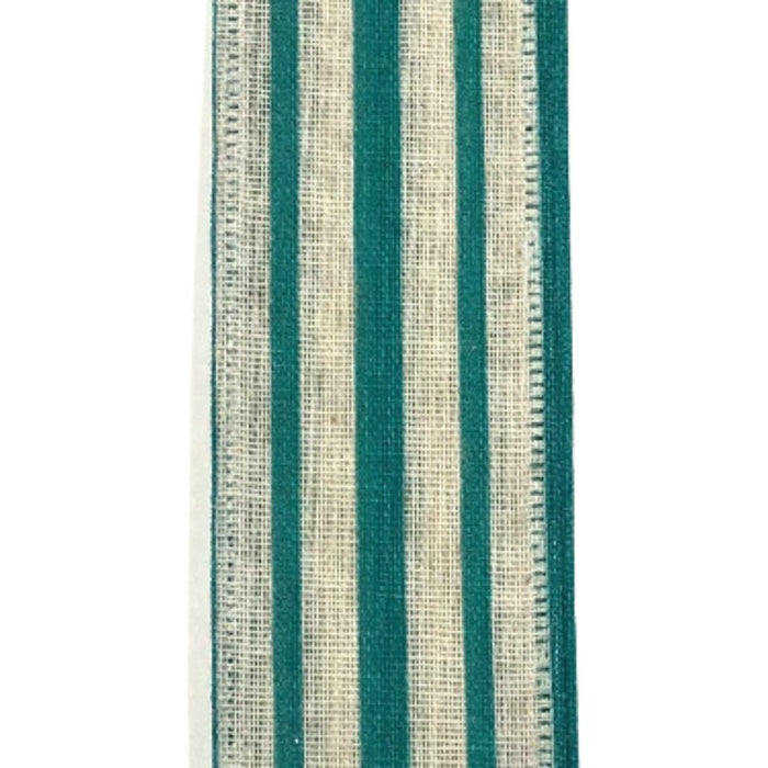 1.5" Ivory Teal Canvas Stripes 45109-09-33