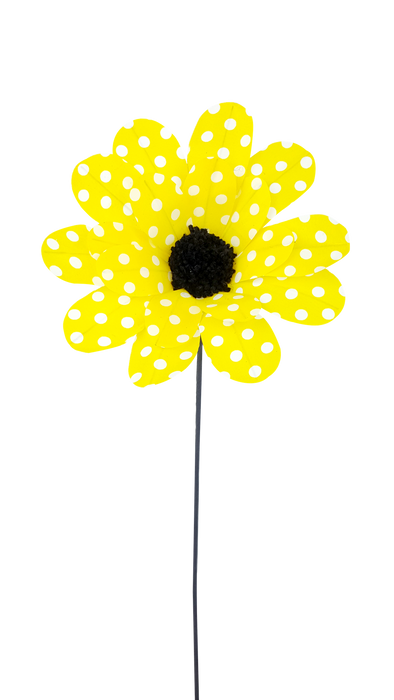 24" by 8" Yellow and White  Polka dot Sunflower Spray 62814YWWT