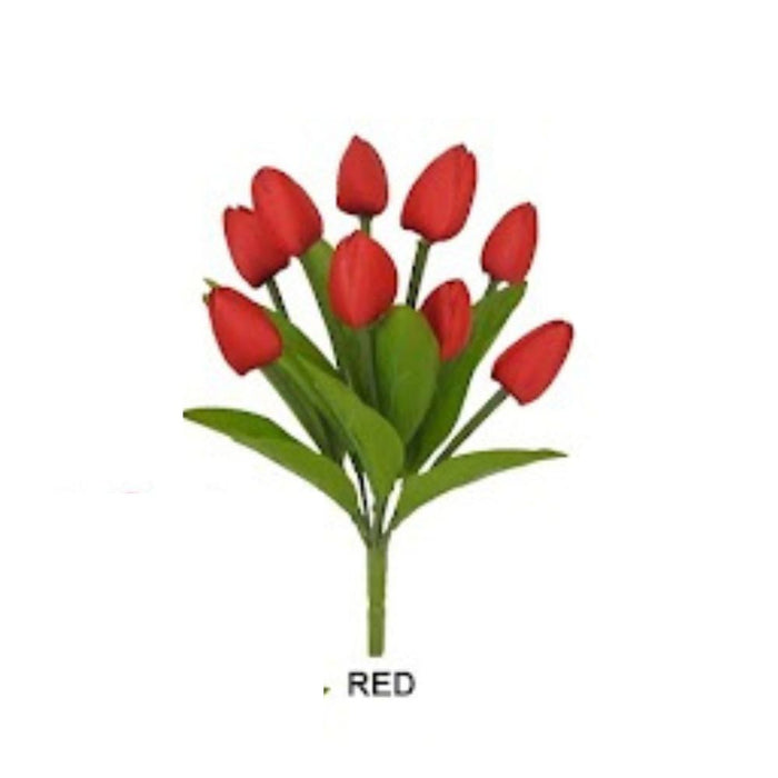 13" Red Tulip Bush with 9 Stems 80310-RD