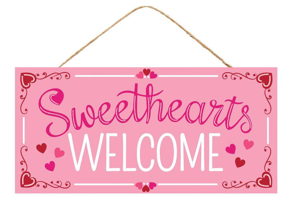 12.5"L X 6"H Sweethearts Welcome Sign Pink/Red/White AP7873