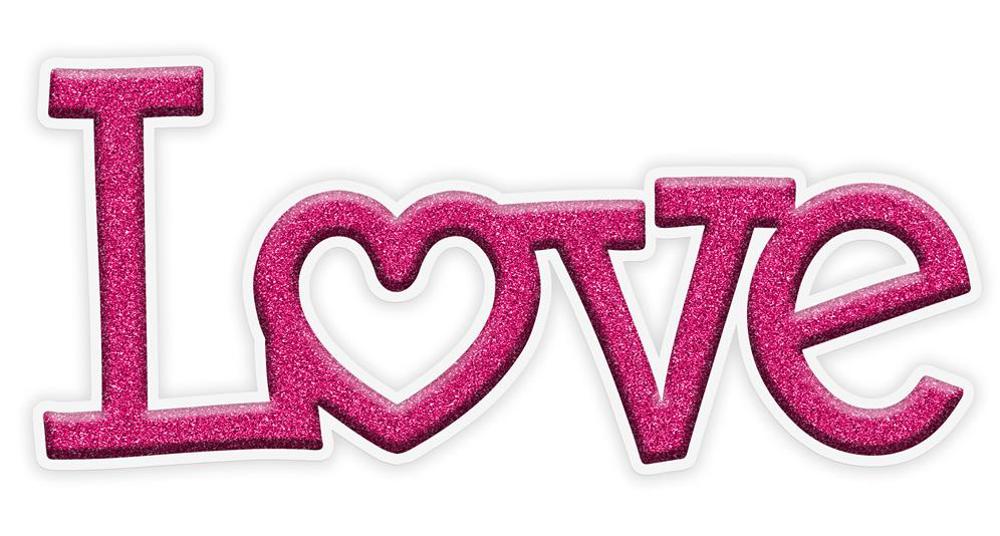 13.5"Lx6"H Metal/Glitter Love Sign  Hot Pink/White  MD104811