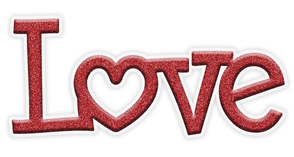 13.5"Lx6"H Metal/Glitter Love Sign  Red/White  MD104824